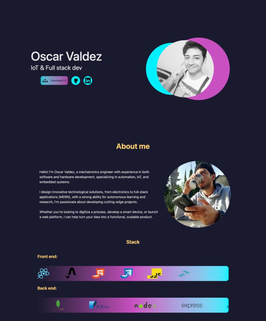 Pagina web de Oscar Valdez