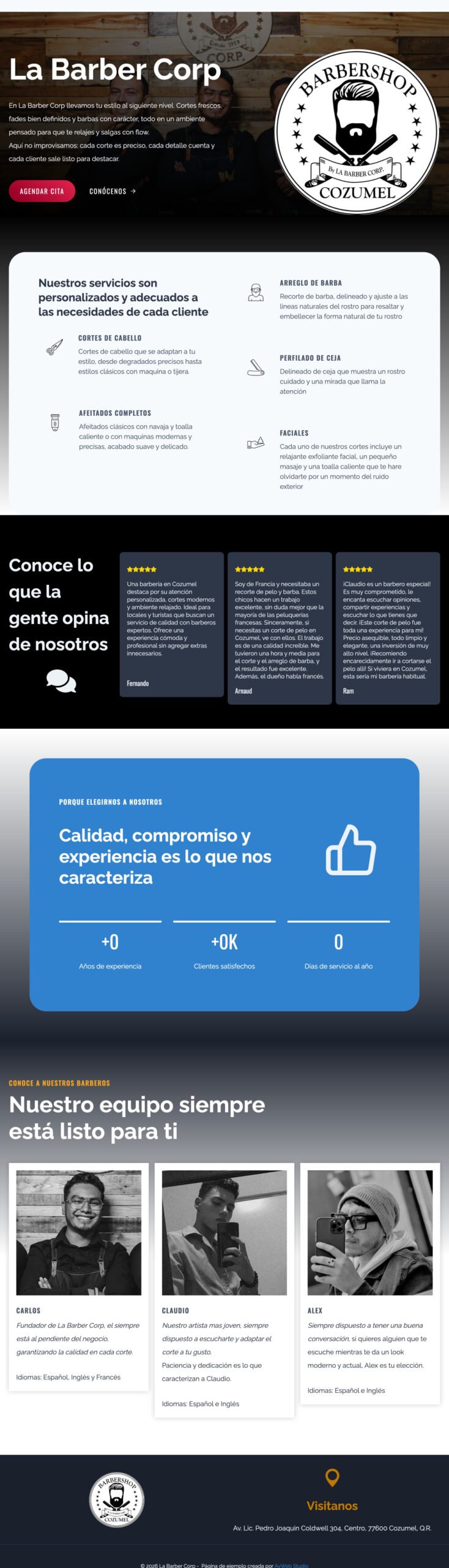 Pagina de ejemplo para barberia
